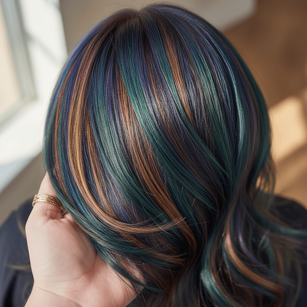 Hair coloring service demonstrating color application and vibrancy