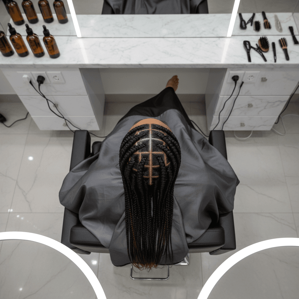 Protective style braiding service for natural hair care